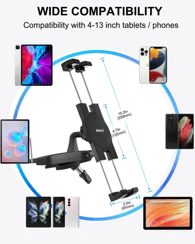Vista 7 de Soporte para tablet de coche con ranura para CD, soporte para tableta de CD ultra resistente para automóvil con rotación de 360°, compatible