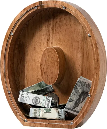 Vista 101 de Alcancía para niños y niñas, alcancía de madera con letra grande del alfabeto con inicial A, banco de monedas, regalos divertidos para cumpleaños