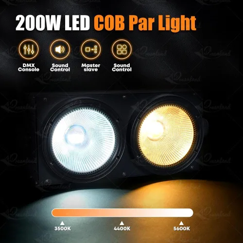 Vista 2 de Dreamland 200W LED Etapa Blinder, luz blanca fresca y cálida LED par luces COB, luces de la audiencia de la etapa con DMX/control automático