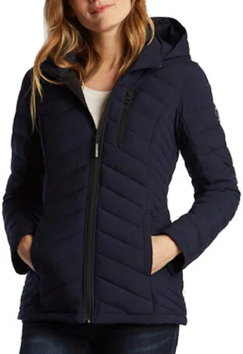 Vista 18 de Nautica Chaqueta acolchada de peso medio con capucha y ribete de piel sintética para mujer Negro