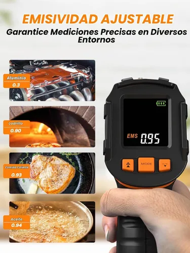 Vista 3 de Mecurate Infrared Thermometer Gun -58°F to 1112°F Laser Temperature Gun