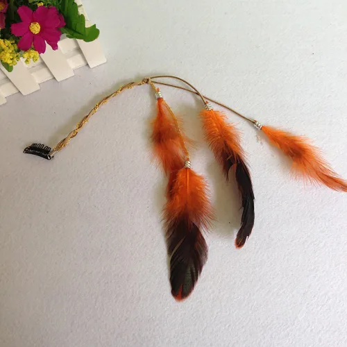 Vista 5 de 6 extensiones de cabello hippie boho hechas a mano para mujer con clip de plumas, peine de accesorios de bricolaje, tocado de horquilla