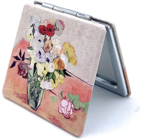 Vista 7 de Bonito espejo compacto de mano para niñas, espejo plegable para monederos, pequeño espejo de maquillaje, tamaño de bolsillo, espejo cosmético