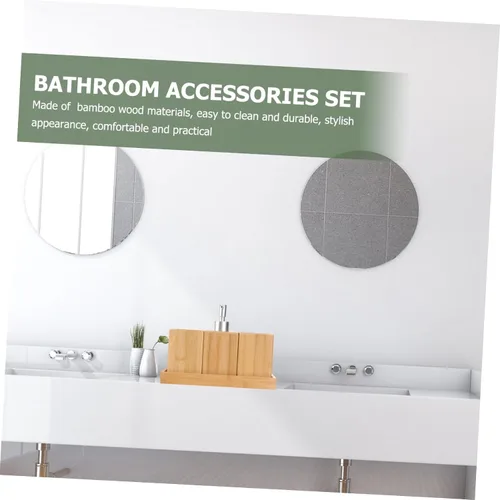 Vista 9 de DOITOOL Suite de baño de bambú de lujo 4 unids set cepillo de dientes taza taza lavado taza decorar su estilo de baño