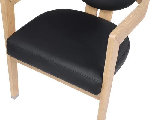 Vista 7 de Meridian Furniture 564Black-C Carlyle Collection Modern Silla de comedor contemporánea, acabado natural cepillado de madera maciza, cuero vegano