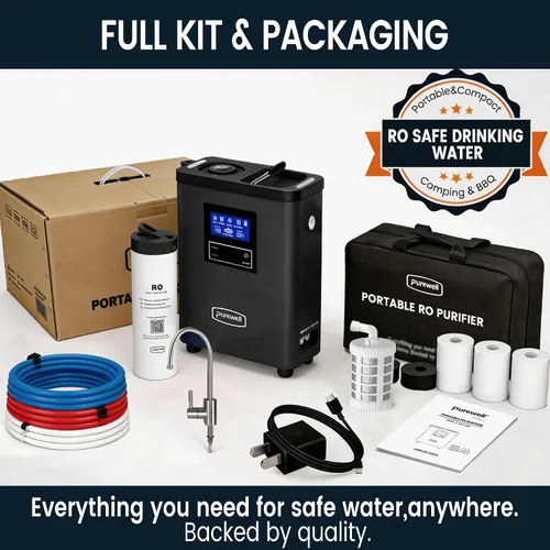 Vista 9 de Purewell® K8680 RO Sistema purificador de agua, 10 etapas RV portátil de filtración de agua de supervivencia con UV, tasa de desalinización alcanza