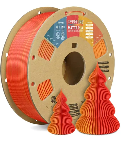 Vista 15 de OVERTURE - Filamento de fibra de carbono PLA para impresora 3D de 1.75 mm, carrete de cartón PLA de 2.2 libras, precisión dimensional +/- 0.02 mm
