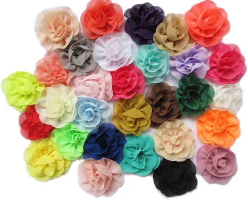 Vista 31 de YYCRAFT Paquete de 30 diademas de flores de gasa de 2 pulgadas, color rosa bebé