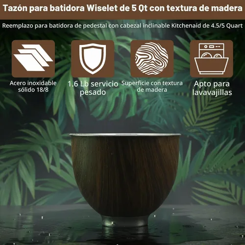 Vista 2 de Tazón mezclador de acero inoxidable de 5 cuartos de galón de grano de Marrón