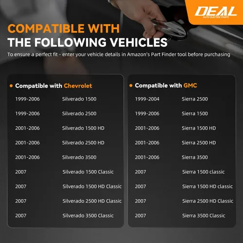 Vista 2 de Deal - Kit de reemplazo de montaje de manija y bisel para puerta trasera de camioneta (incluye clips de barra), compatible con Chevy Silverado GMC