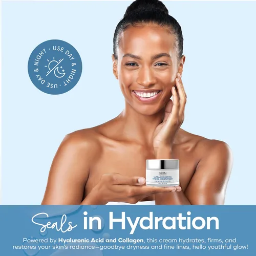 Vista 3 de Skin Aesthetics Hidratante facial con ácido hialurónico y colágeno, antienvejecimiento, ultra hidratante, líneas finas y arrugas, cuidado de la piel
