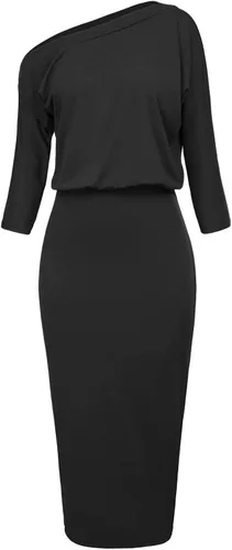 Vista 5 de GRACE KARIN - Vestido de tubo para mujer de fiesta sexy con un hombro descubierto recogido en las caderas