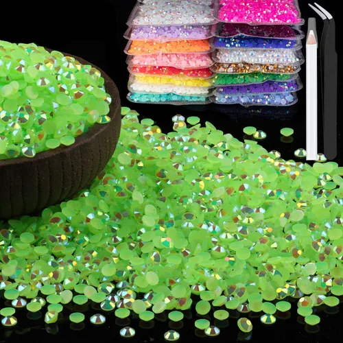 Vista 27 de 15000 diamantes de imitación de resina de 0.079 pulgadas a granel, diamantes de imitación de gelatina redondos negros con parte trasera plana, gemas