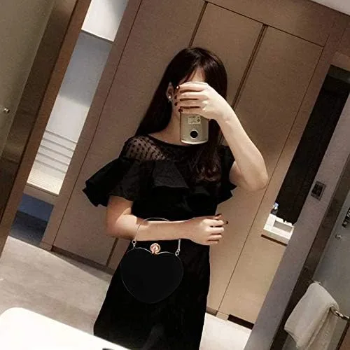 Vista 3 de Bolso de mano en forma de corazón para mujer, bolso de hombro de terciopelo, bolsos de noche