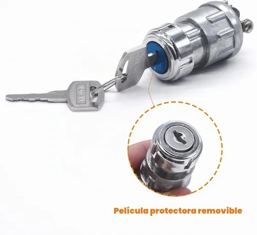 Vista 2 de mankk Interruptor de encendido de 3 cables con llave de 12 V, interruptor universal de arranque de motor, apagado/encendido (arranque), 3 posiciones