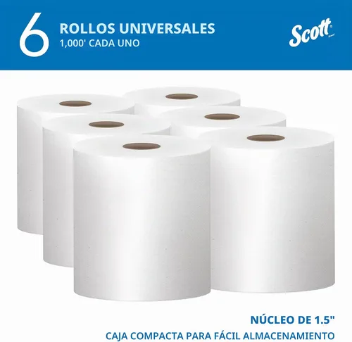 Vista 2 de Scott Professional Essential Toallas de Papel de Rollo Duro Universales de Alta Capacidad, a Granel (01005), Enrollado Duro Núcleo de 1.5