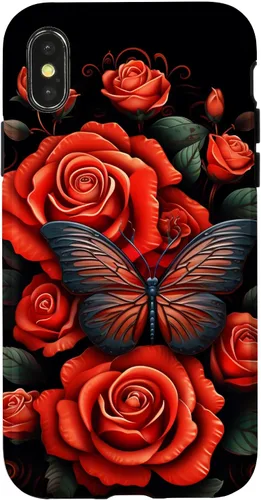 Vista 5 de Cute Butterfly Red Floral Flower Butterfly Rose Case for iPhone 17