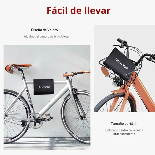 Vista 5 de Puroma Funda para bicicleta impermeable al aire libre, cubierta de bicicleta para lluvia, sol, rayos UV, polvo, viento, con agujero de bloqueo