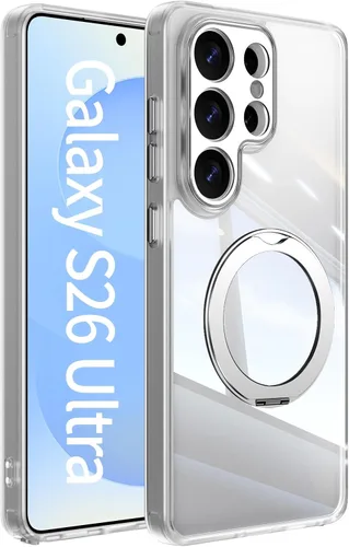 Vista 62 de 【Soporte magnético giratorio de 360°】 Funda para Google Pixel 9 【Compatible con MagSafe y Pixelsnap】 Funda con soporte de anillo 【Cristal Negro
