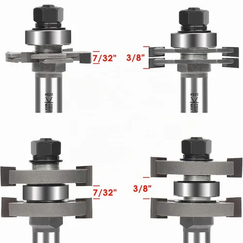 Vista 3 de Juego de brocas de ranura y lengüeta ajustables Pro con vástago de 1/2 pulgada, broca de fresado de madera en forma de T para combinar con tablas