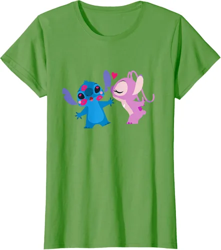 Vista 4 de Disney Stitch and Angel - Camiseta para el día de San Valentín Negro
