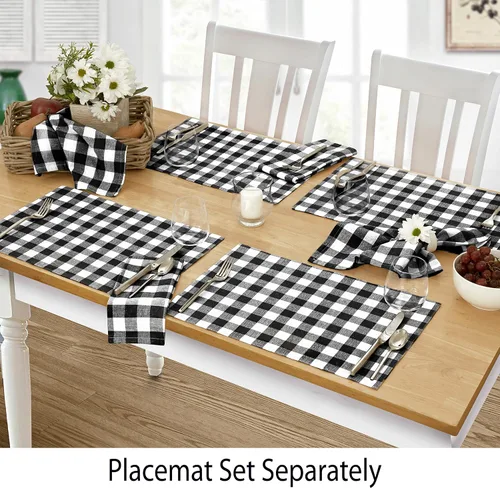 Vista 2 de Home Bargains Plus Country Rustic Buffalo - Juego de 4 manteles individuales de algodón a cuadros, color negro, a cuadros, de fácil cuidado