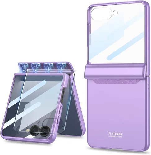 Vista 21 de Protección magnética de bisagra y funda protectora de cámara de lente integrada para Samsung Galaxy Z Flip 4 (negro)