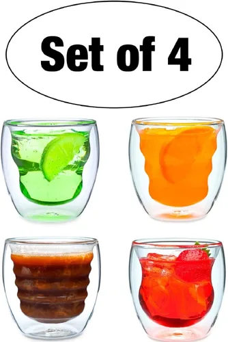 Vista 10 de Curva Artisan Series - Vasos y vasos de doble pared, juego de 4 vasos únicos de 8 onzas con aislamiento térmico