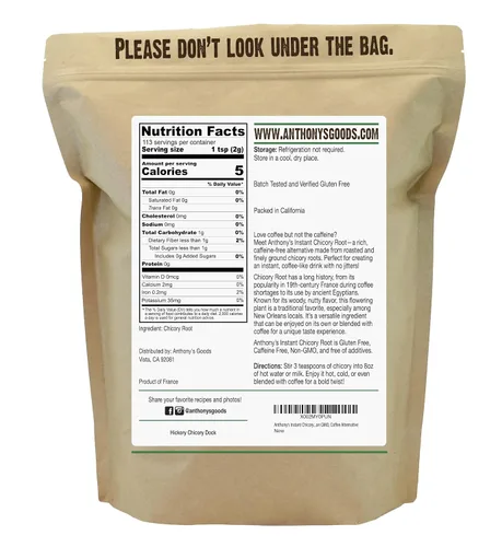 Vista 2 de Raíz de Achicoria Instantánea de Anthony's, 8 oz, Sin Gluten, Sin Cafeína, Sin OGM, Alternativa al Café