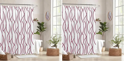 Vista 28 de Biscaynebay - Cortinas de tela texturizada a cuadros para baño