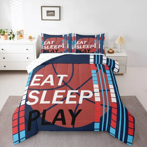 Vista 27 de Feelyou Juego de edredón de baloncesto para niñas y niños, juego de ropa de cama con juegos de pelota, decoración de habitación, regalo para amantes
