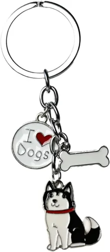 Vista 24 de Llavero para perro, lindo llavero de perro para mascotas, mini llavero de metal