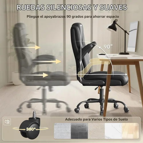 Vista 7 de Silla de oficina,Silla de oficina grande y alta de cuero con Negro