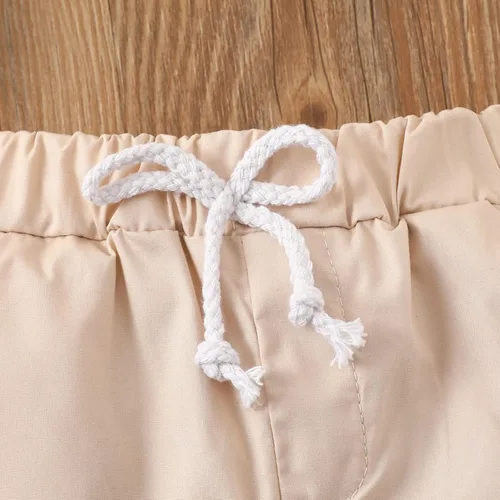 Vista 4 de Conjunto de camisa de manga corta con botones y pantalones cortos para bebé y niño, con estampado de verano