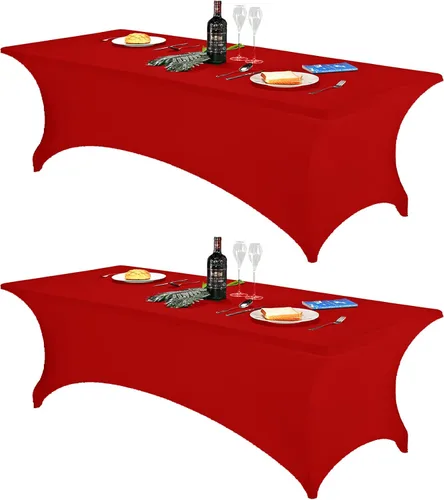 Vista 42 de FORLIFE - Funda de mesa de elastano, mantel ajustado de 4 pies para mesas rectangulares, funda elástica para patio, universal para bodas, banquetes