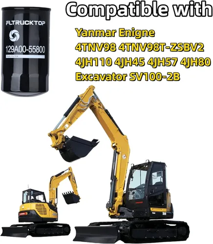 Vista 2 de 129A00-55800 Filtro de combustible compatible con Yanmar Enigne 4TNV98 4TNV98T-ZSBV2 4JH110 4JH45 4JH57 4JH80 Excavator SV100-2B