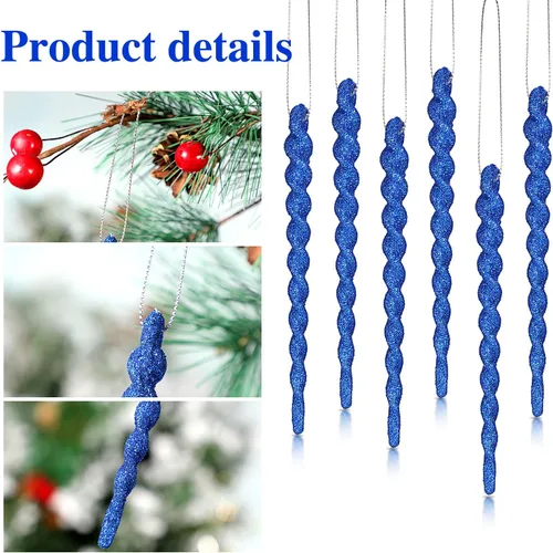 Vista 4 de 30 piezas de carámbanos de plástico trenzados para árbol de Navidad; adornos colgantes para árbol de Navidad, fiesta de Navidad, boda, fiesta