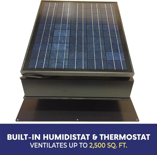 Vista 4 de Remington Solar Ventilador solar "Builder Series" de 30 vatios para ático - Incluye adaptador de 110 V para funcionamiento nocturno automático