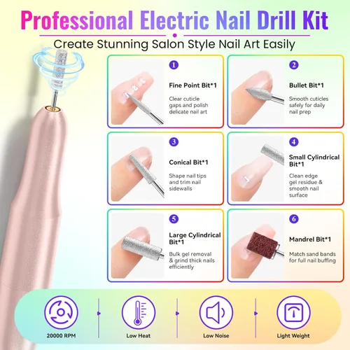 Vista 4 de VANREESA 69PCS Gel Nail Kit with 48W U V Nail Lamp and Electric Nail Drill 54-Bright Luxe Tone