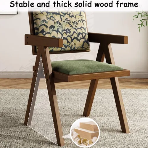 Vista 4 de YVYKFZD Juego de sillas de comedor de madera maciza, sillas de cocina sin brazos, silla de comedor tapizada con respaldo, sillón de terciopelo