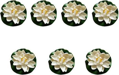 Vista 14 de 7 piezas de 3.9 pulgadas flor de loto artificial flor artificial piscina acuario decoración flor eterna flor artificial (azul)