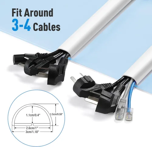 Vista 2 de AGPTEK Cable de pared para ocultar 78 pulgadas, cubierta de alambre autoadhesivo Flexible PVC Home Wall Mount TV Cable Concealer Pet Cord
