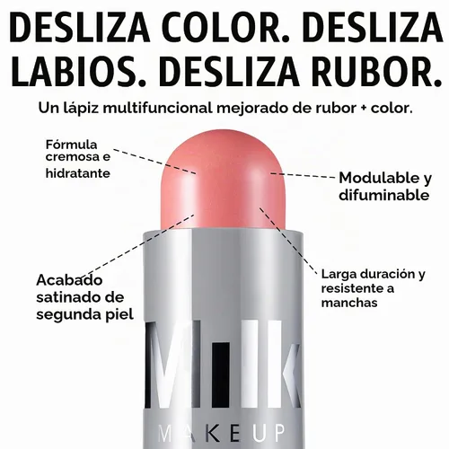 Vista 2 de Milk Makeup Barra de crema multiusos Lip + Cheek con acabado satinado o mate Dash - Rosa claro - Acabado satinado