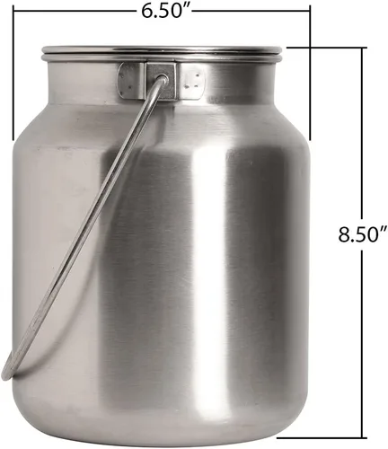Vista 3 de Lindy's Jarra de leche sin costuras de acero inoxidable de 1 galón, lata de leche, cubo de leche, recipiente de almacenamiento de líquido antifugas