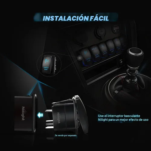 Vista 4 de Nilight Barra de luz LED, soporte para interruptor basculante, kit de carcasa de interruptor de panel de plástico ABS negro, carcasa