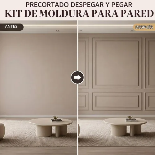 Vista 4 de Pangda 3 juegos de molduras de pared para despegar y pegar, estilo capa interior y exterior, panel de revestimiento prefabricado para decoración