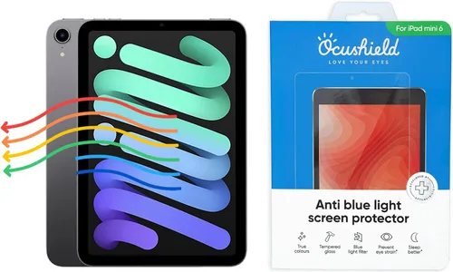 Vista 13 de Ocushield Protector de pantalla de vidrio templado antiluz azul para Apple iPad Mini 1/2/3 (7.9") - Filtro de luz azul para iPad - Anti reflejo