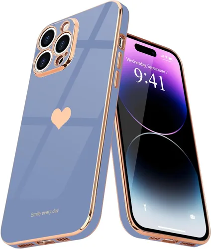Vista 21 de Teageo Funda para iPhone 14 Pro Max para Mujeres y Niñas Lindo Corazón de Amor Lujoso Chapado Suave Brillante Cubierta Trasera Elevada Protección