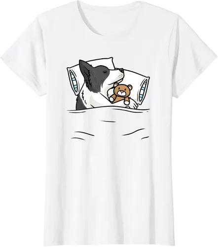 Vista 8 de Border Collie - Camiseta oficial para dormir con animales de peluche, Blanco, S
