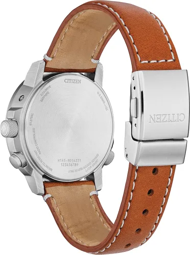 Vista 3 de Citizen Eco-Drive Promaster Air Skyhawk Atomic Time Keep - Reloj para hombre en súper titanio con correa de cuero marrón esfera azul